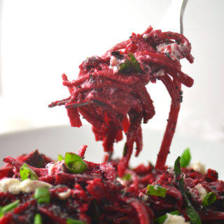 Beet Linguine with Swiss Chard, Goat Cheese, and Poppy Seeds - Fridge to Fork