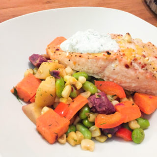 Roasted Salmon with Edamame Succotash - Fridge to Fork