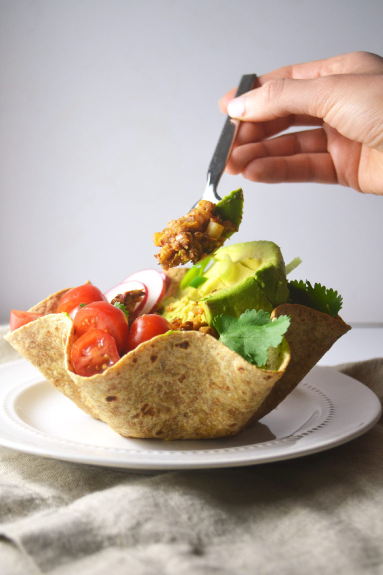 Cauliflower Walnut Meat Taco Salad Bowl Vegan Fridge To Fork